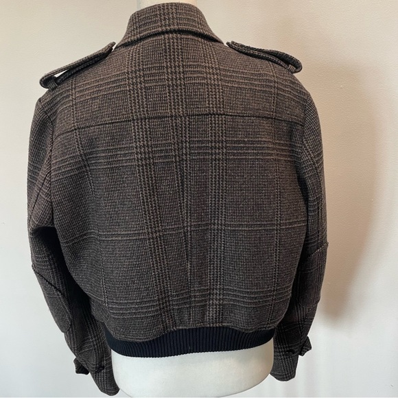 Burberry Brit Wool Blend Glen Check Bomber Jacket Authentic Women’s Size 14 - Picture 3 of 12